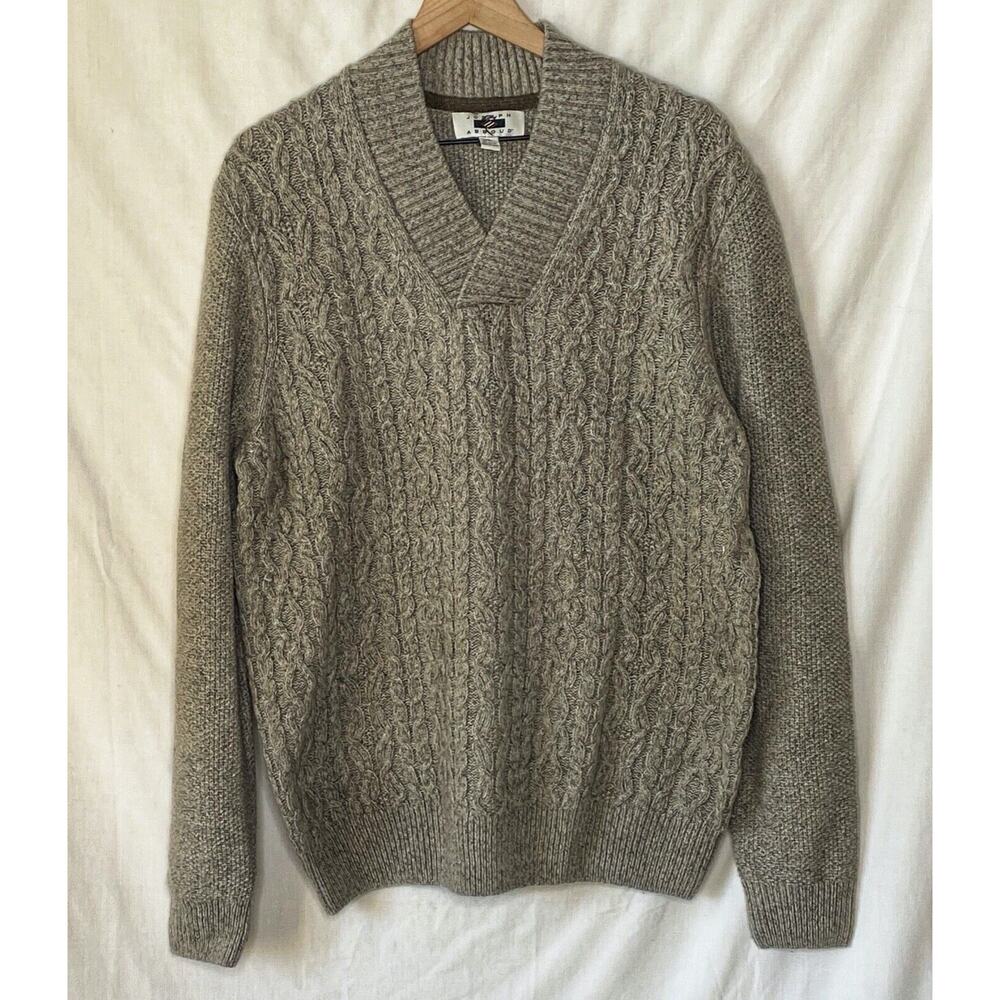 Joseph Abboud Cable Knit V Neck Sweater Pullover Wool Blend Mens Size XL